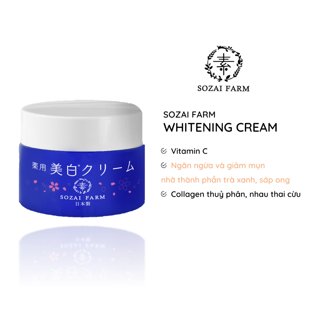 Kem dưỡng trắng da whitening cream Sozai Farm Nhật Bản