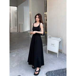 Váy Hai Dây Cổ U Dáng  Xòe Nhẹ Nhàng, Váy Dáng Dài - Hannie Store