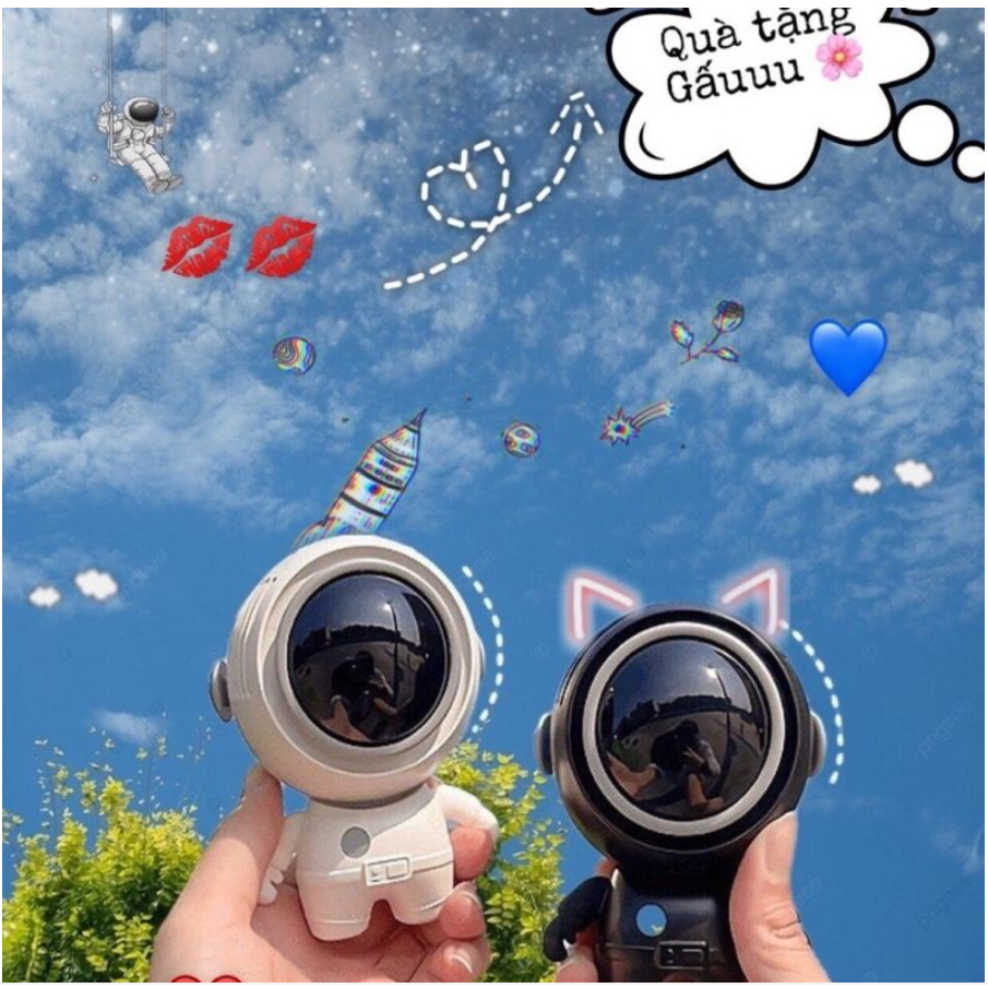 Quạt Không Cánh, Quạt Mini Đeo Cổ, Để Bàn, Cầm Tay, Hình Dáng Phi Hành Gia, Nhỏ Gọn, 3 Tốc Độ, Pin Sạc - Tích Điện - USB