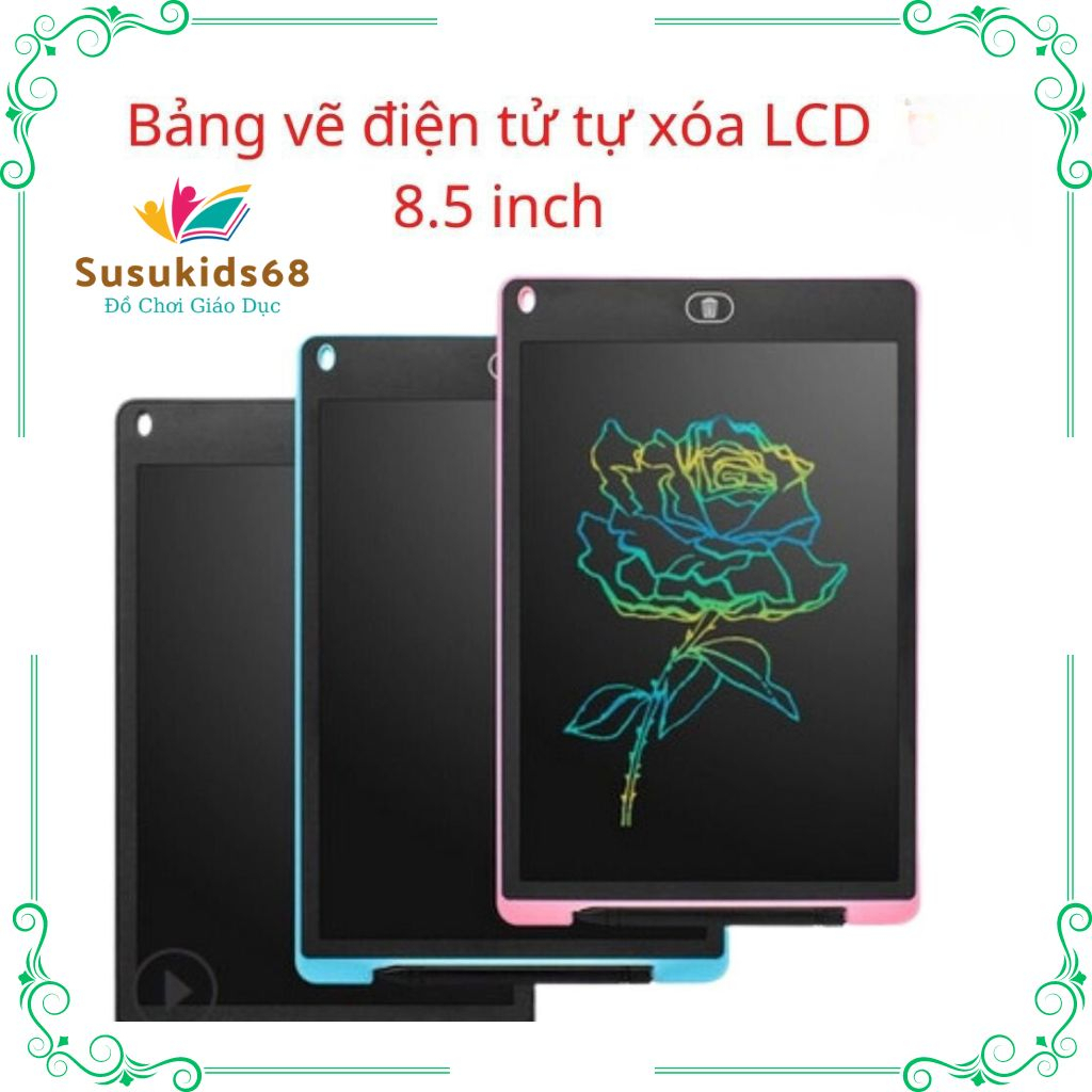 Bảng Điện Tử Thông Minh Cho Bé Susukids68 Bảng Vẽ Điện Tử Tự Xóa Sáng Tạo Màn LCD 8.5 inch Giúp Con Tư Duy Và Sáng Tạo