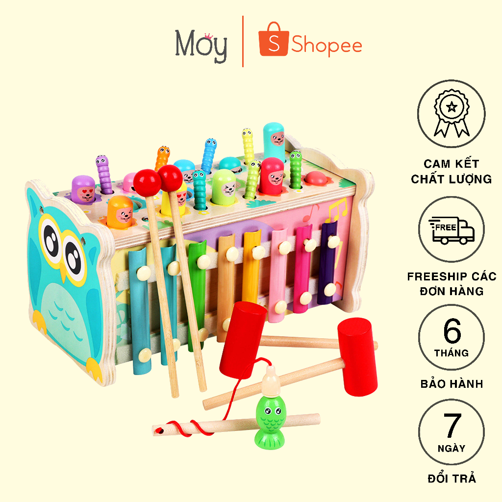 Bộ Đồ Chơi Đập Chuột, Đánh Đàn, Câu Cá Cú Vọ 5 in 1 Cho Bé Trai Bé Gái - Shop Phụ Kiện Trẻ Em Moy Kids