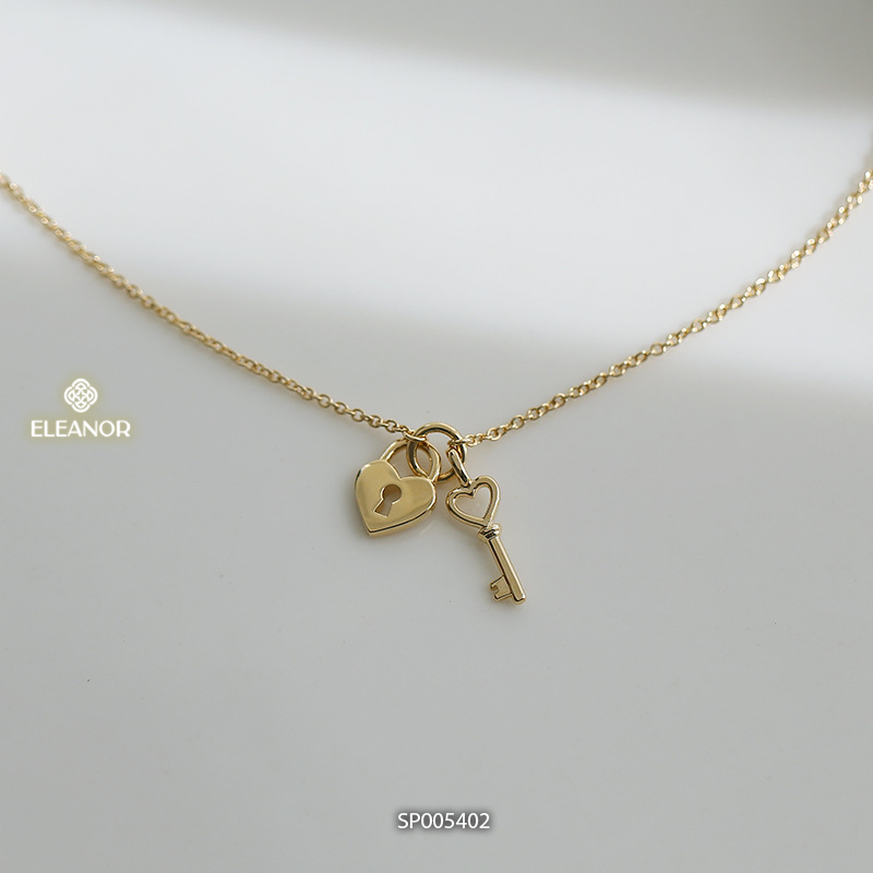 Dây chuyền nữ bạc 925 Eleanor Accessories mặt ổ khóa hình trái tim phụ kiện trang sức 5402