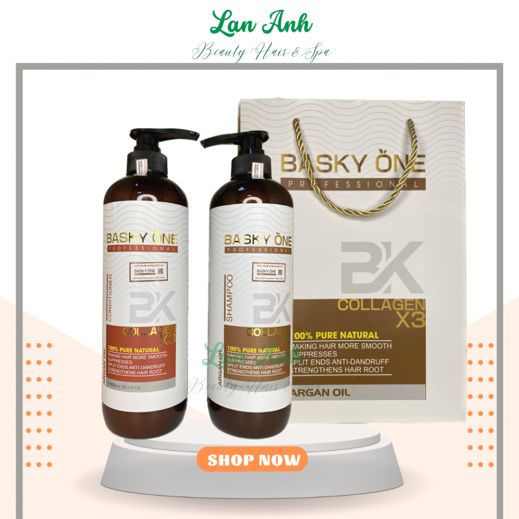 Bộ Dầu Gội Xả Dưỡng Sinh Cao Cấp BASKY ONE 800ml Chuyên Gia Phục Hồi Hư Tổn, Chống Gàu, Chống Rụng Và Kích