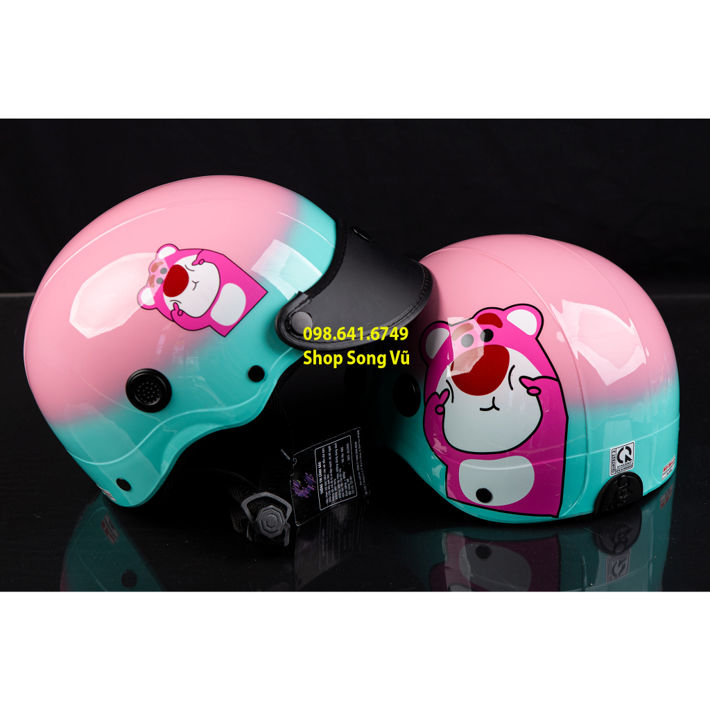 NÓN BẢO HIỂM GẤU DÂU MÀU OMBRE