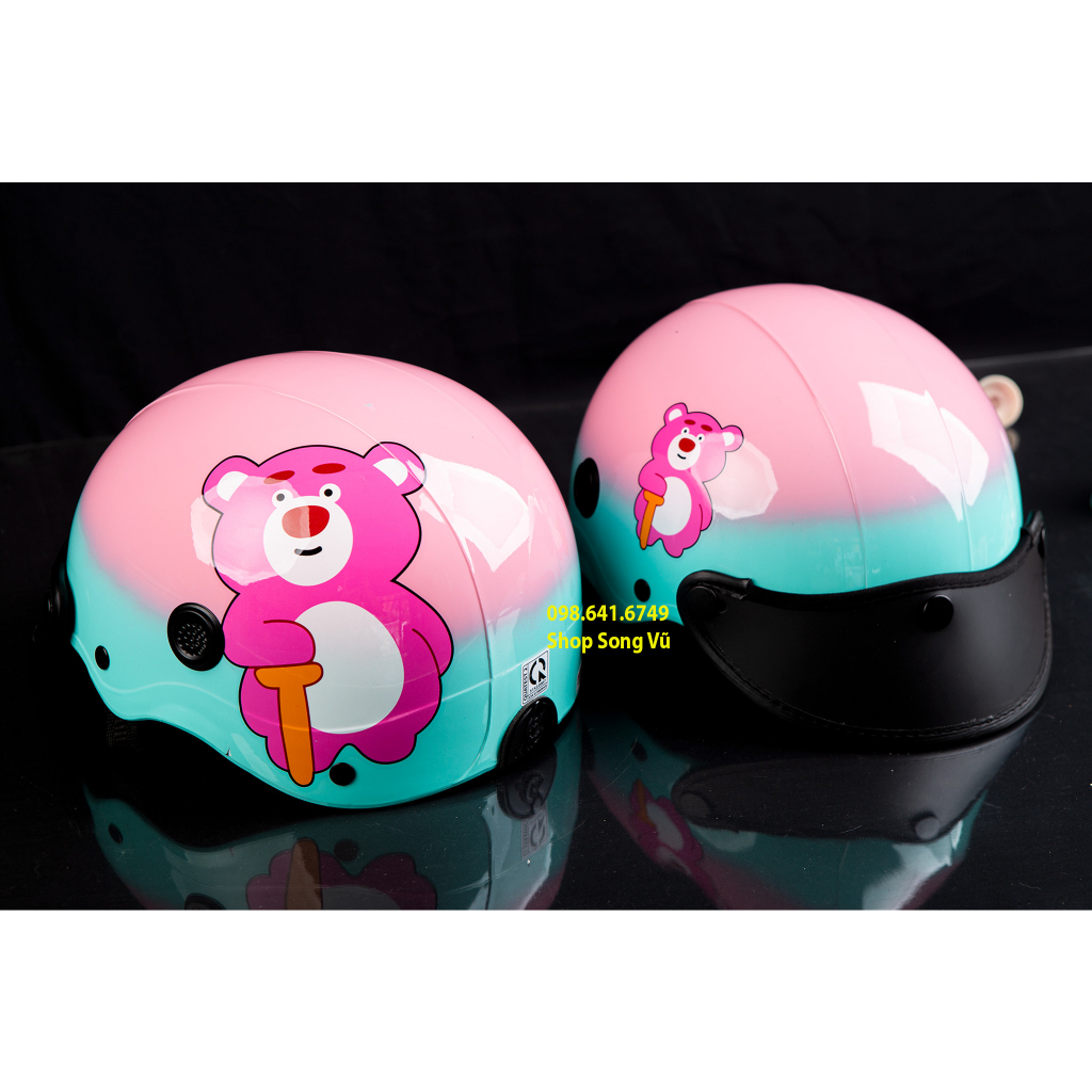 NÓN BẢO HIỂM GẤU DÂU MÀU OMBRE