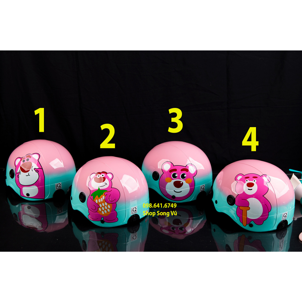 NÓN BẢO HIỂM GẤU DÂU MÀU OMBRE