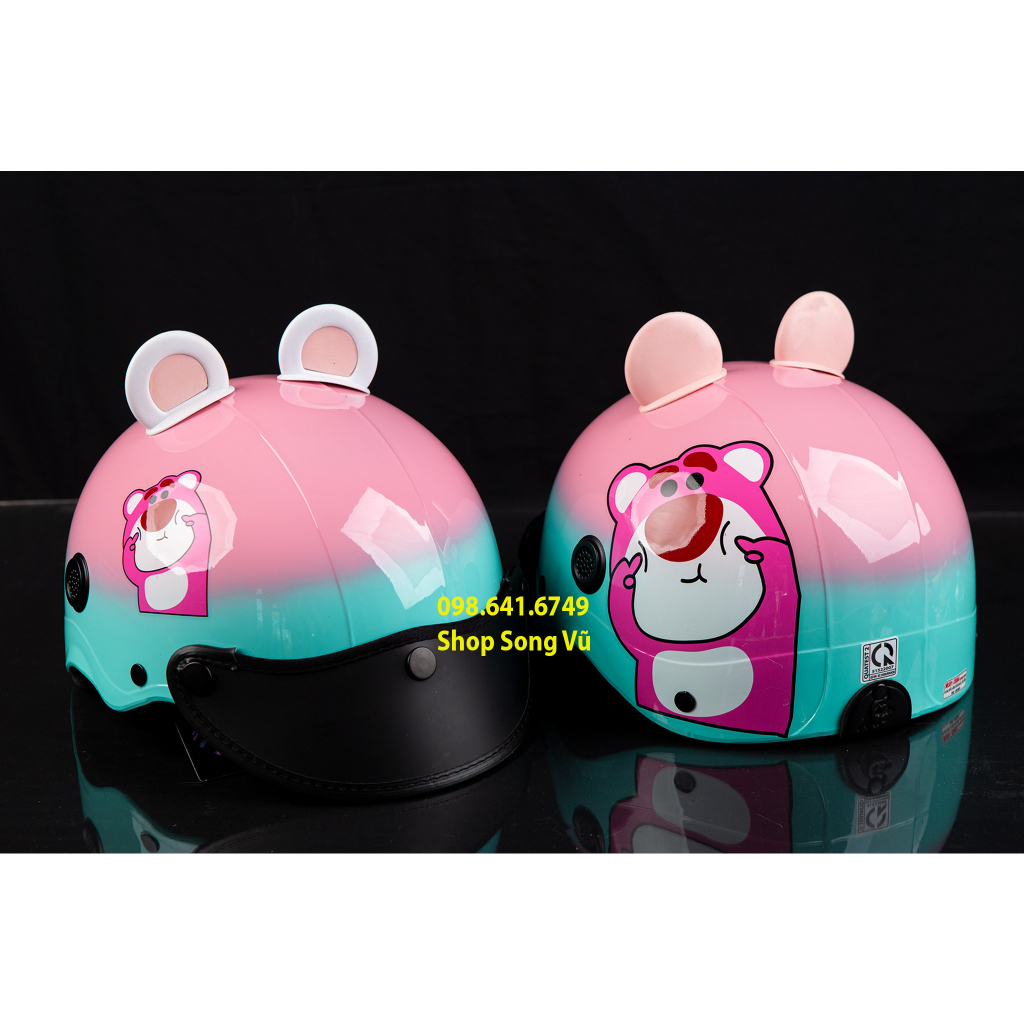 NÓN BẢO HIỂM GẤU DÂU MÀU OMBRE