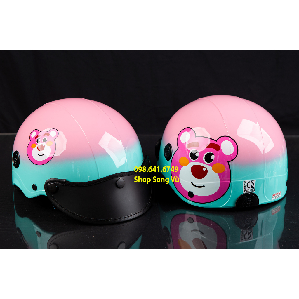 NÓN BẢO HIỂM GẤU DÂU MÀU OMBRE