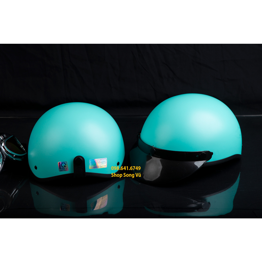 NÓN BẢO HIỂM TRƠN MÀU XANH NGỌC