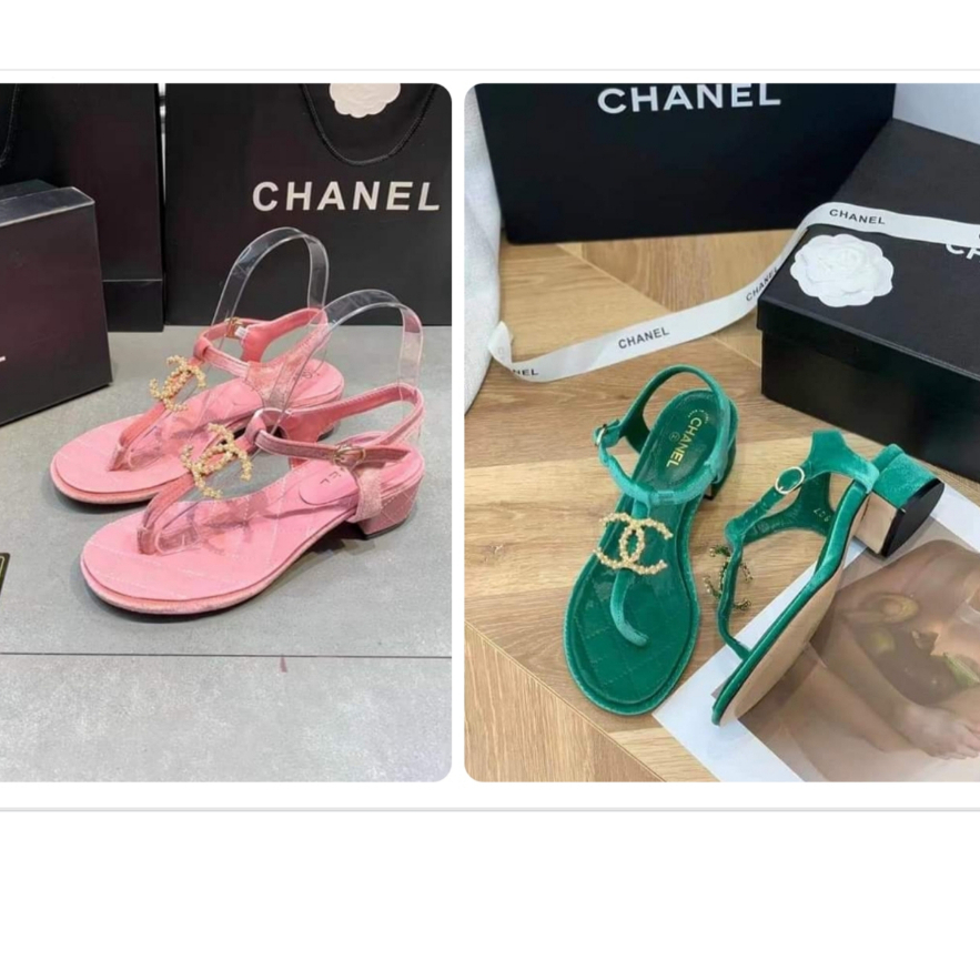 Sandal nữ kẹp ngón tag logo C C ngọc Nguyên hộp hãng cao cấp