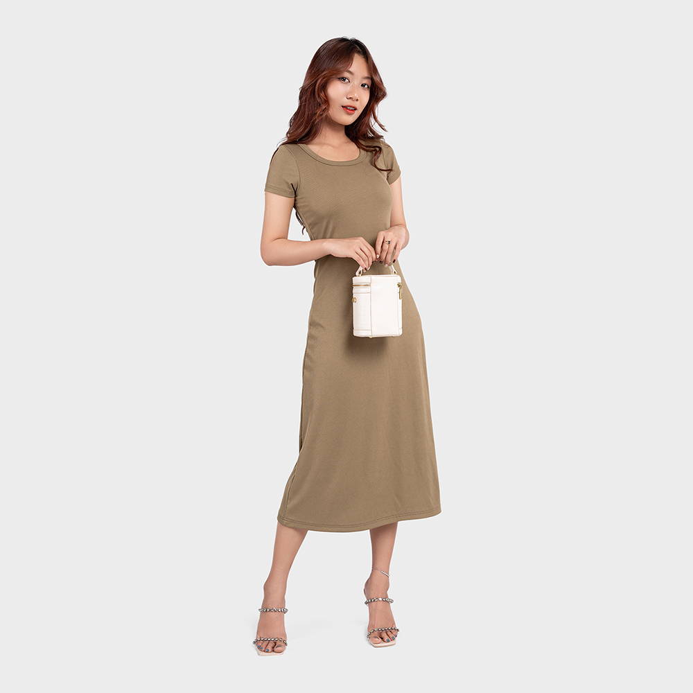 Đầm Body Basic Asstyle ASDA3 Tay Ngắn Dáng Chữ A Vải Thun Tăm Dệt Cao Cấp