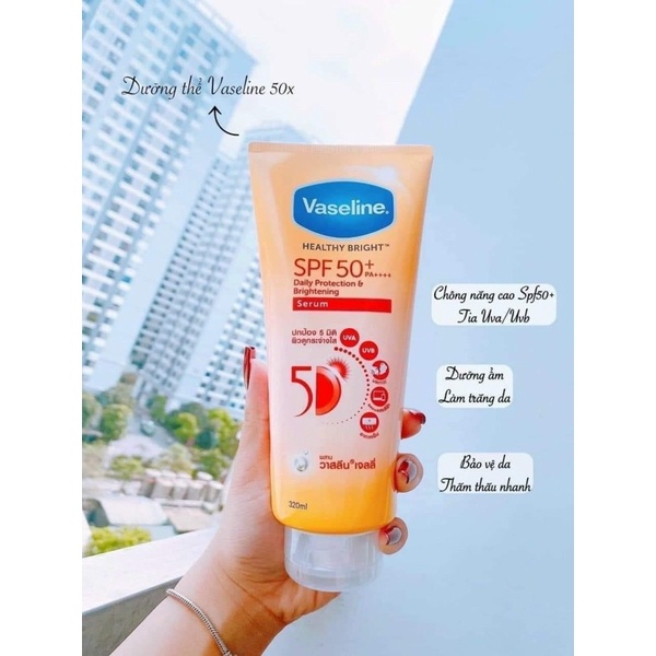 Vaseline Chống Nắng 50X Sáng Da 300ml Healthy Bright Daily Protection & Brightening Serum SPF 50+ PA++++