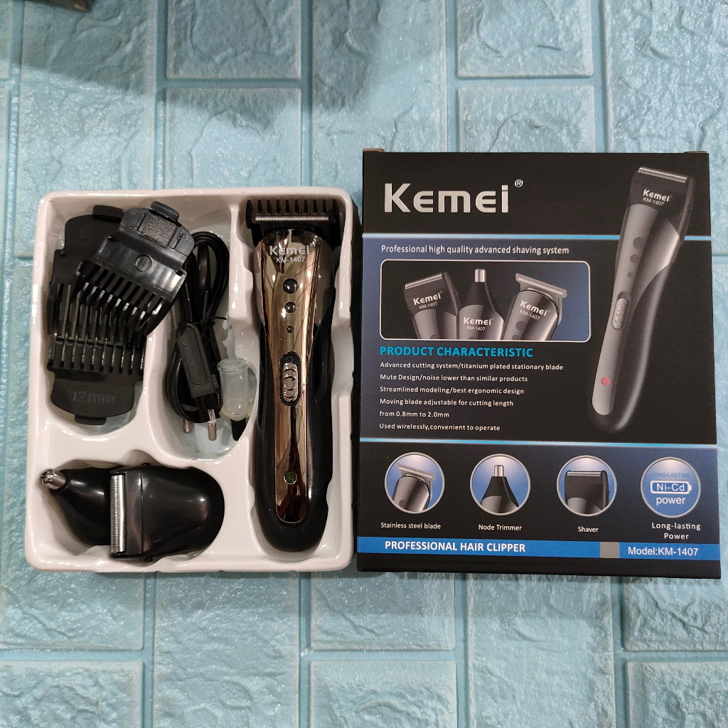 TÔNG ĐƠ CẮT TÓC KIÊM CẠO RÂU - TỈA LÔNG MŨI 3IN1 KEMEI KM-1407