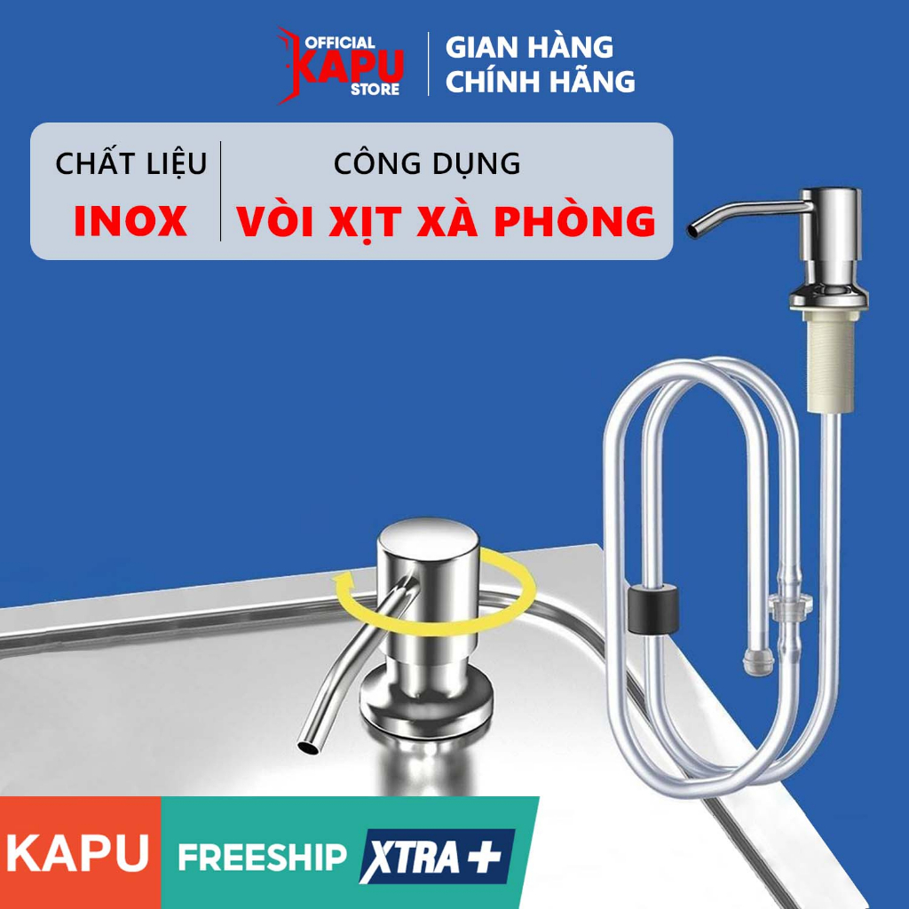 Vòi dẫn nước rửa chén KAPU bình đựng xà bông bằng INOX tiện lợi tự động hút dầu rửa bát xoay 360 độ