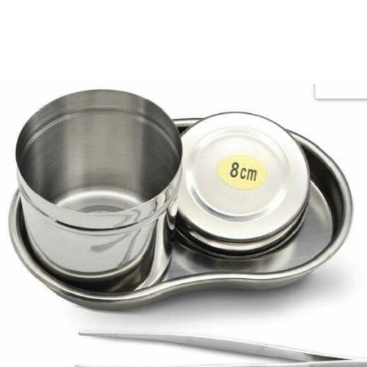 Hũ đựng bông 8cm | khay hạt đậu inox chuyên dùng trong y tế spa