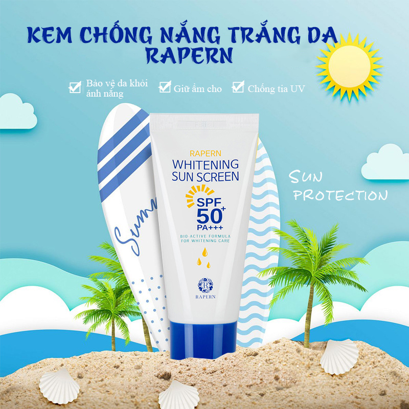 Kem Chống Nắng RAPERN Chống Tia UVA-UVB, Chống Nắng Trắng Da Phổ Rộng SPF50+