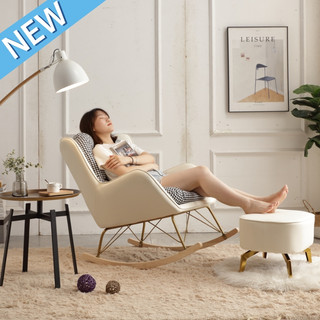 Ghế sofa thư giãn ,ghế bập bênh thoải mái nằm thư giãn đọc sách , chất liệu nỉ cao cấp, tặng kèm ghế đôn gác chân-KA