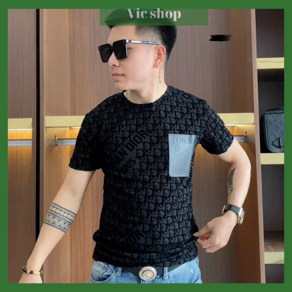 Áo thun cao cấp dập nổi chữ nhung xịn sò 3AP2-003 thấm hút mô hôi tốt, co giãn, họa tiết chữ trẻ trung
