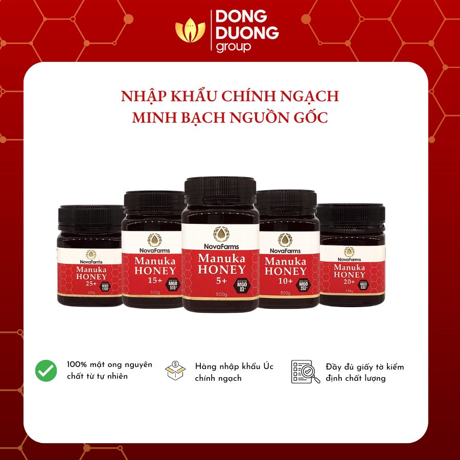Mật Ong Manuka Novafarm, Mật Ong Nguyên Chất Hoàn Toàn Tự Nhiên, Nhập Khẩu Chính Ngạch Từ Úc