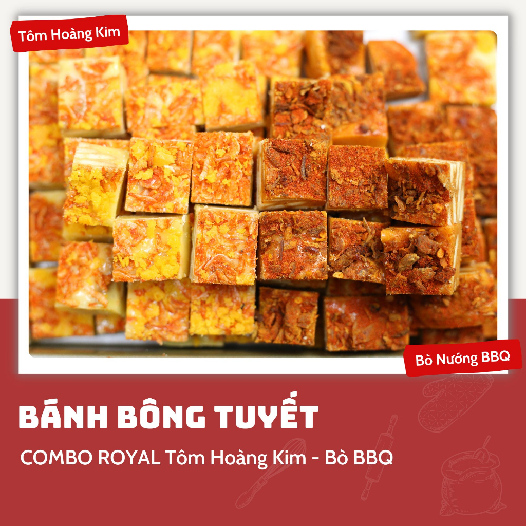 Bánh Bông Tuyết: Combo Royal tiện lợi Tôm Hoàng Kim | Bò Nướng BBQ