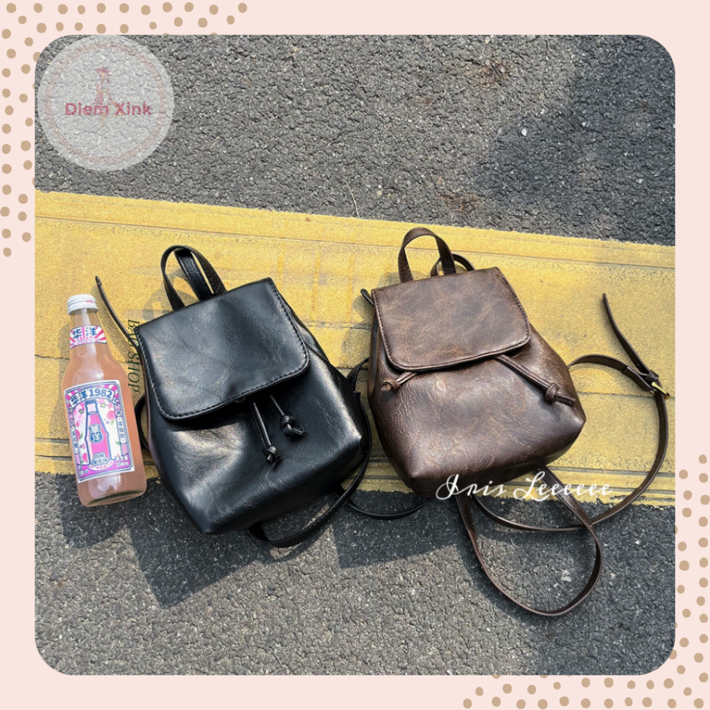 Balo Dây Rút Nữ Đẹp, Balo Mini Da Pu Trơn Đứng Phom Phong Cách Thời Trang Hàn Quốc Giá Rẻ Đi Học Đi Chơi CHụp Hình