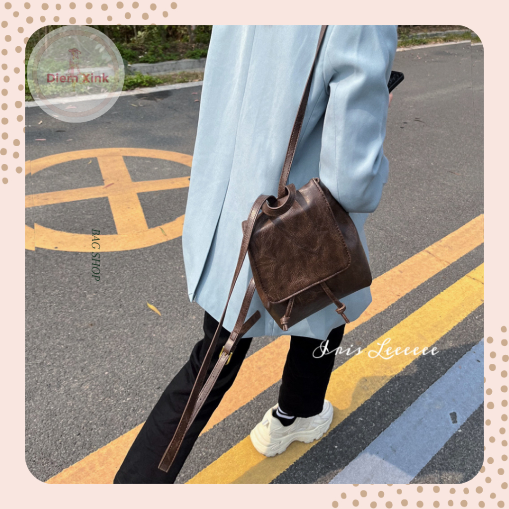Balo Dây Rút Nữ Đẹp, Balo Mini Da Pu Trơn Đứng Phom Phong Cách Thời Trang Hàn Quốc Giá Rẻ Đi Học Đi Chơi CHụp Hình
