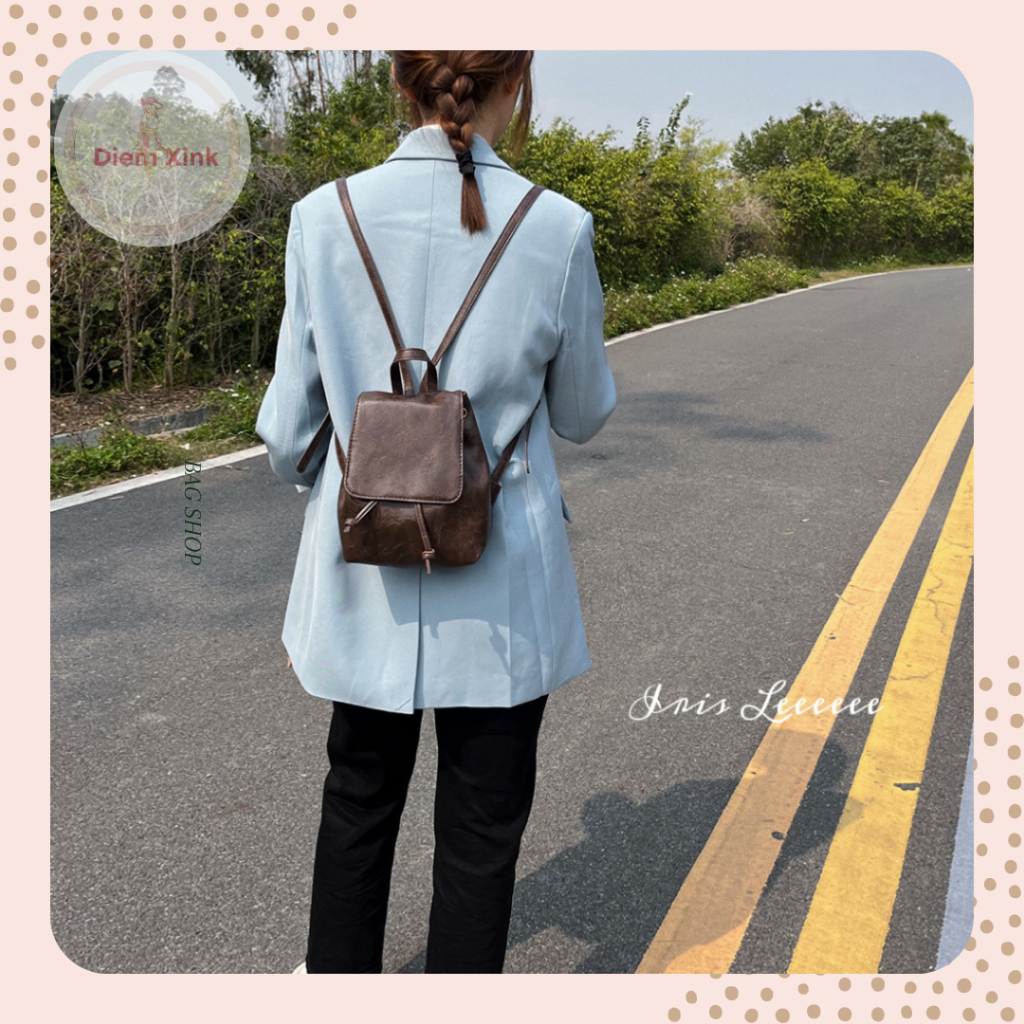 Balo Dây Rút Nữ Đẹp, Balo Mini Da Pu Trơn Đứng Phom Phong Cách Thời Trang Hàn Quốc Giá Rẻ Đi Học Đi Chơi CHụp Hình