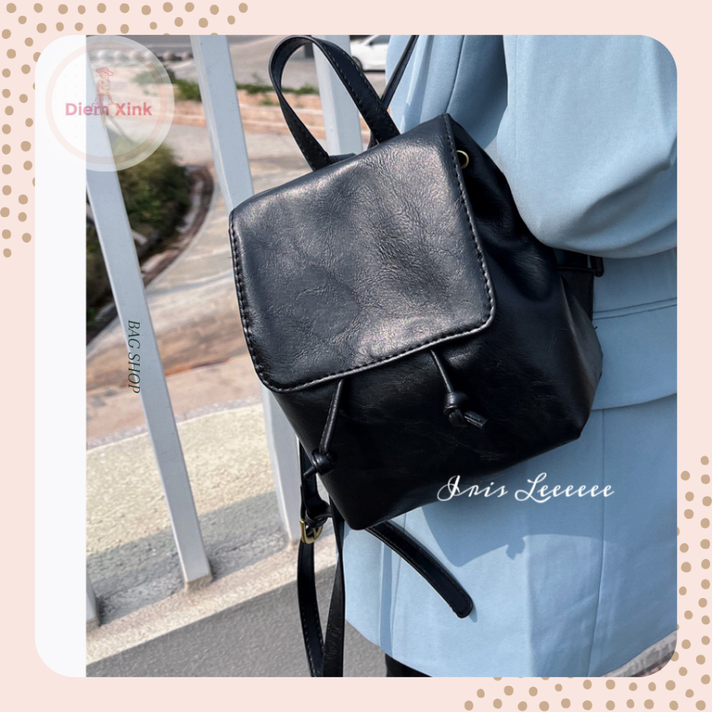 Balo Dây Rút Nữ Đẹp, Balo Mini Da Pu Trơn Đứng Phom Phong Cách Thời Trang Hàn Quốc Giá Rẻ Đi Học Đi Chơi CHụp Hình
