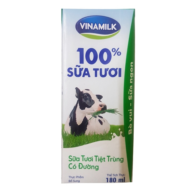 Hộp sữa tươi có đường Vinamilk 180ml