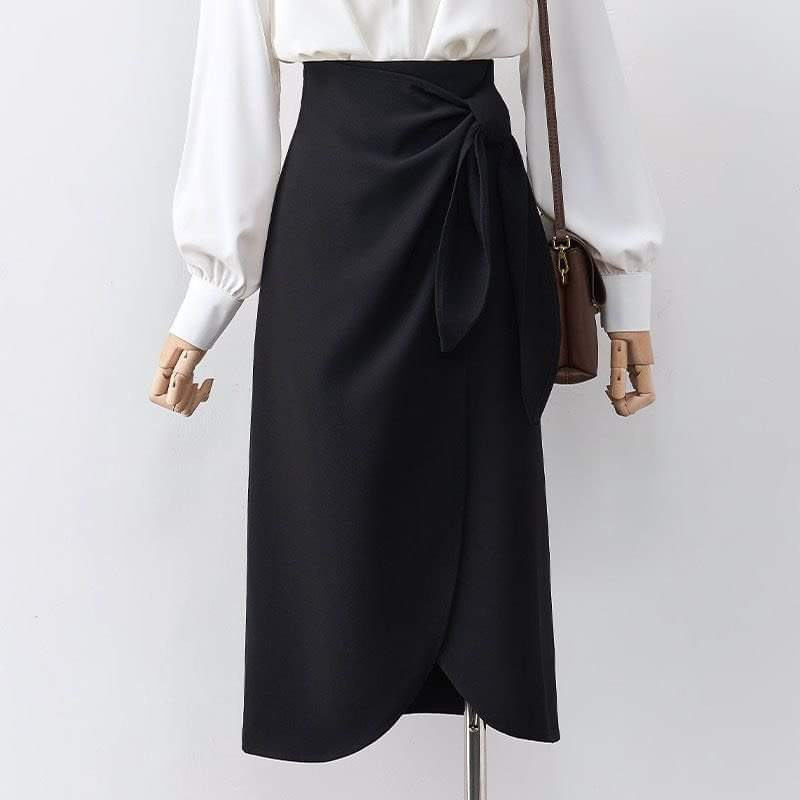 Chân váy công sở nữ buộc vạt QUYÊN FASHION CVK003, thiết kế buộc vạt xếp ly thanh lịch