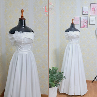 SKY Bridal Váy cưới, váy đi tiệc trễ vai kết hoa 3D