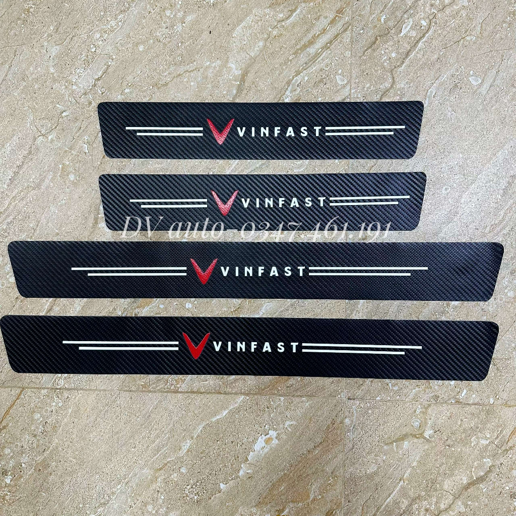 Nẹp Decal dán bậc vân carbon bảo vệ bệ bước chân xe hơi full logo các hãng toyota, huyndai, honda, suzuki,....by DV AUTO