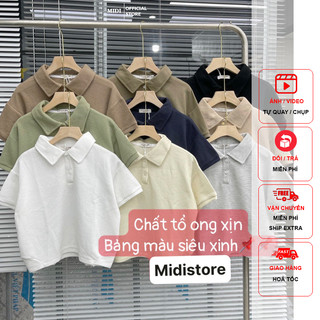 Áo croptop polo vải ô - midistore