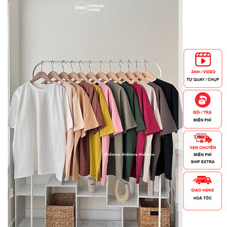 Áo thun trơn cổ tròn mùa hè form rộng freesize nam nữ unisex (3228) - midistore