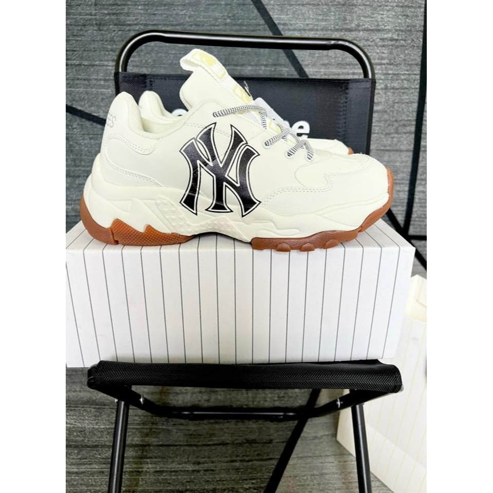 Giày_mlb NY, giày thể thao NY đế nâu ny chữ đen nam nữ tăng chiều cao, full size, hộp bill