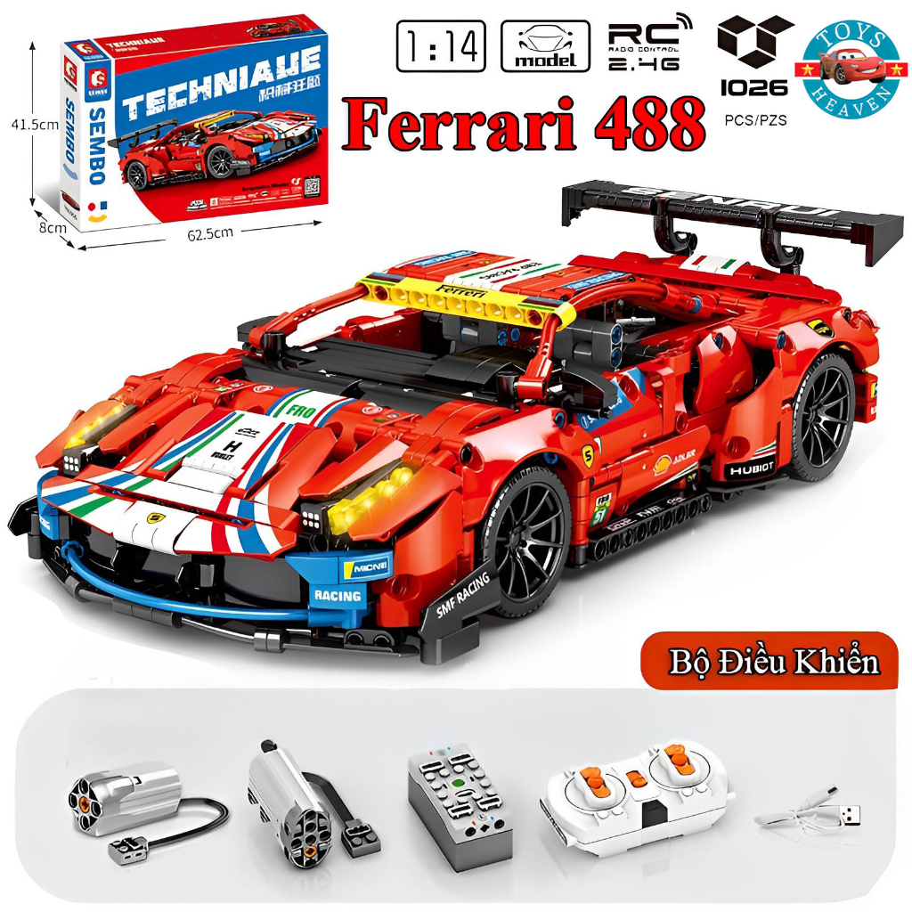 Đồ Chơi Lắp Ráp Xếp Hình Mô Hình Điều Khiển Từ Xa RC Technic Siêu Xe Ferrari 488 GTE S701950 Với 120