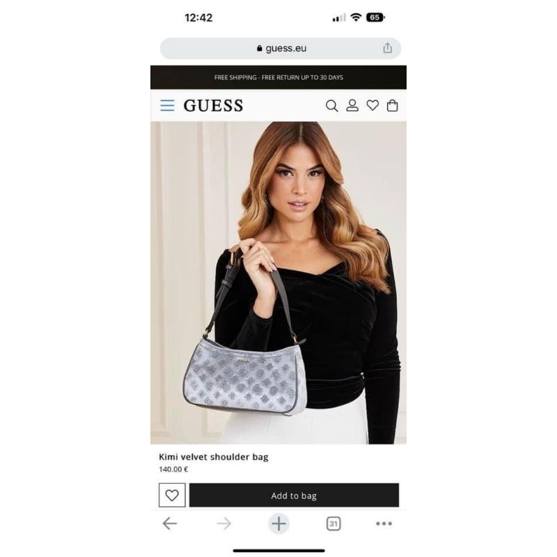 TÚI GUESS KIMI VELVET KẸP NÁCH