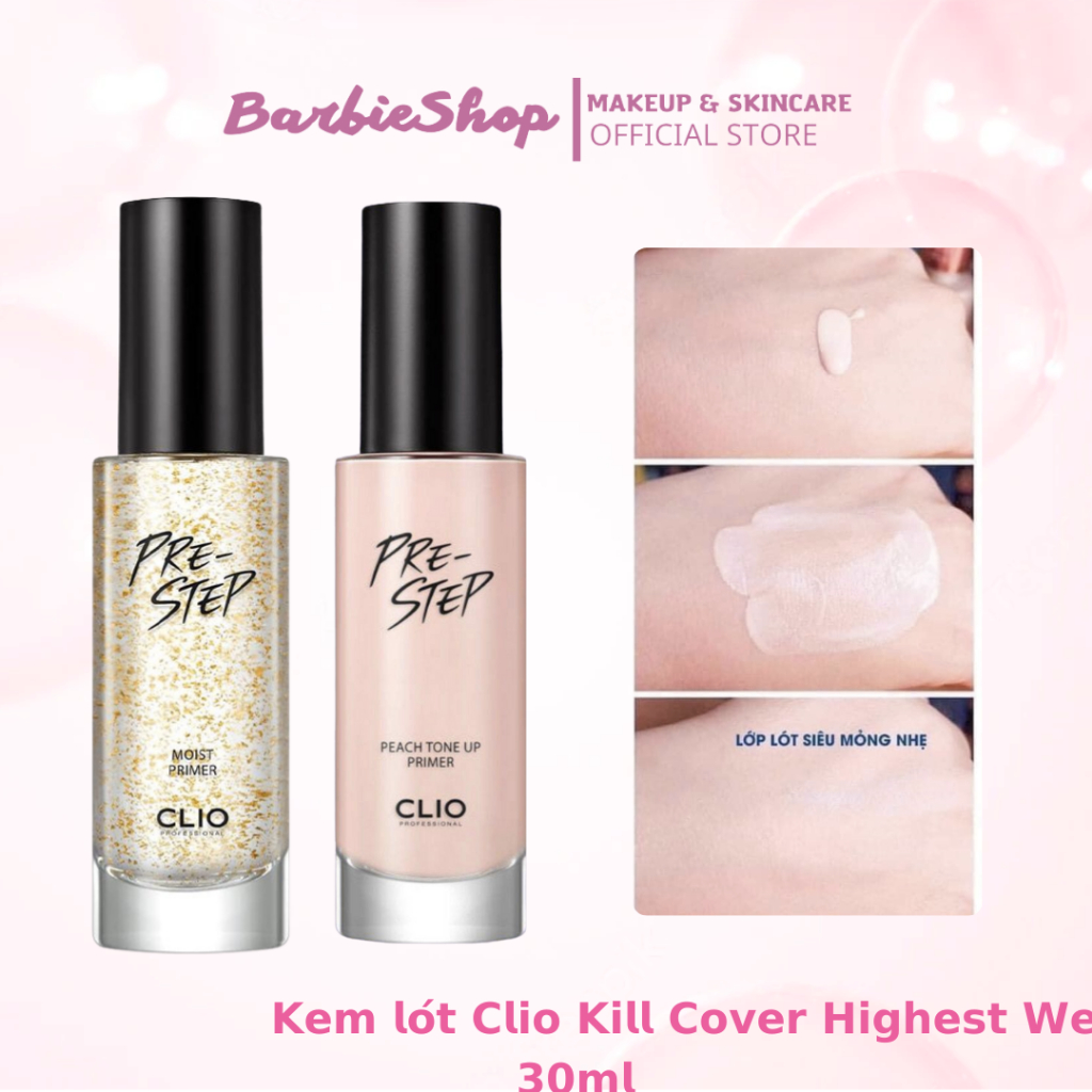 Kem Lót Làm Ẩm Da Clio Pre-Step Moist Primer + Peach Tone-Up Primer [30ml]