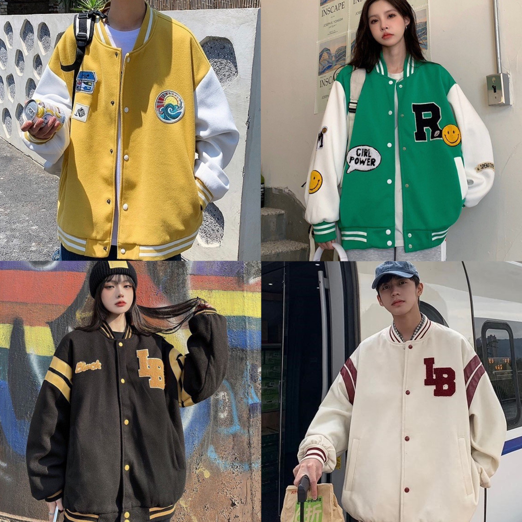 Áo khoác bomber Unisex form rộng kẻ viền cổ nhiều mẫu mã đa dang hot nhất