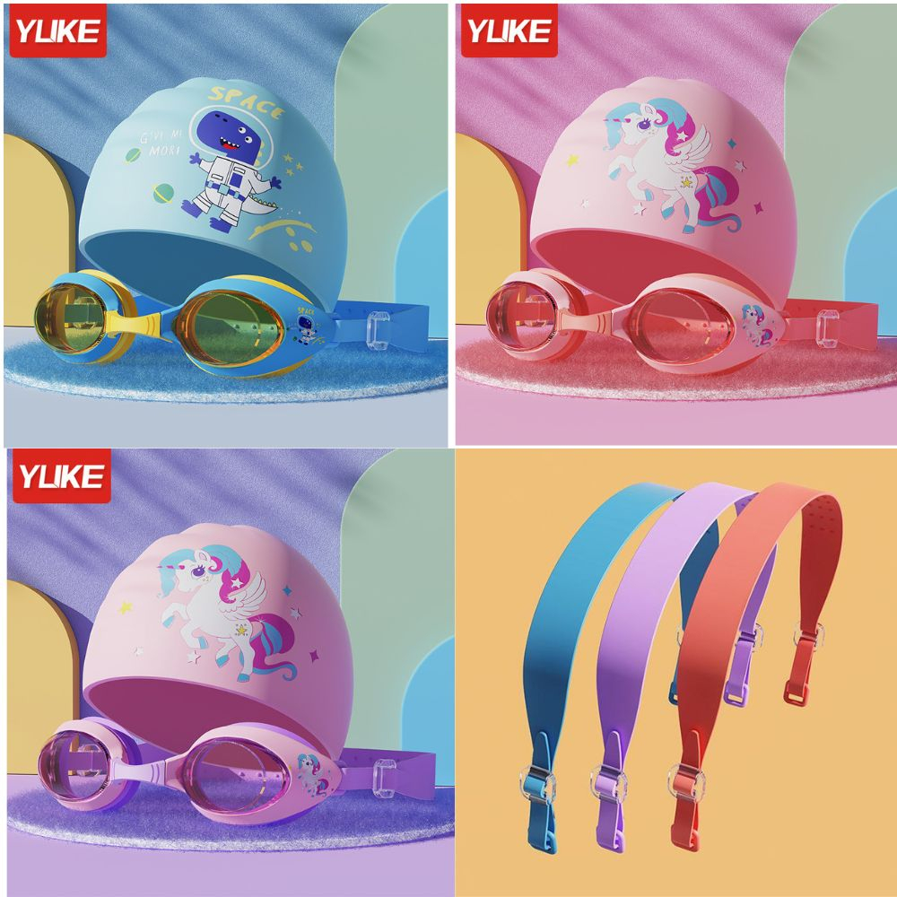 Combo kính bơi trẻ em cao cấp YLIKE chính hãng Full box, chống sương mù, chống nước