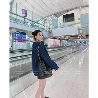 Áo sơ mi jean ty dài cổ bèo