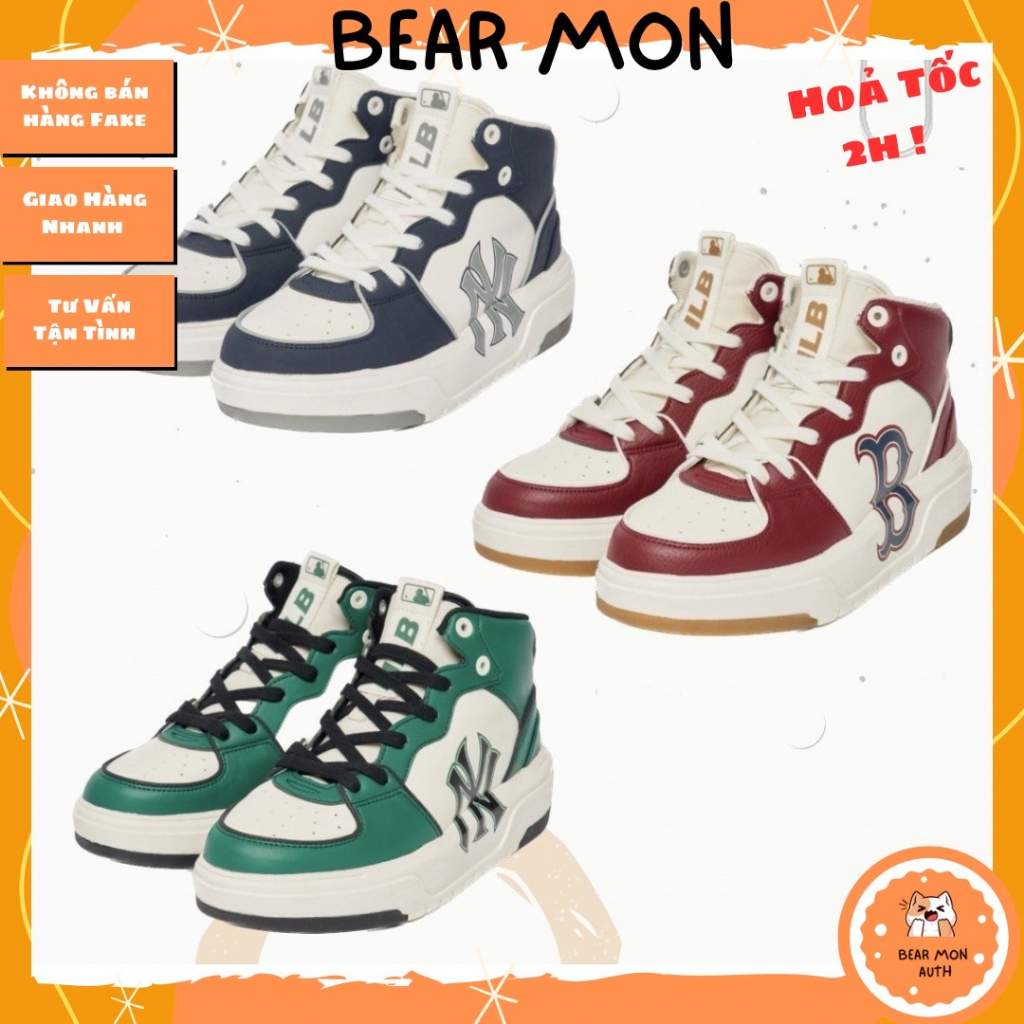 Giày mlb Chunky Liner High New York Yankees 3Asxcb12N Màu Xanh Đen Trắng xanh lá và màu đỏ
