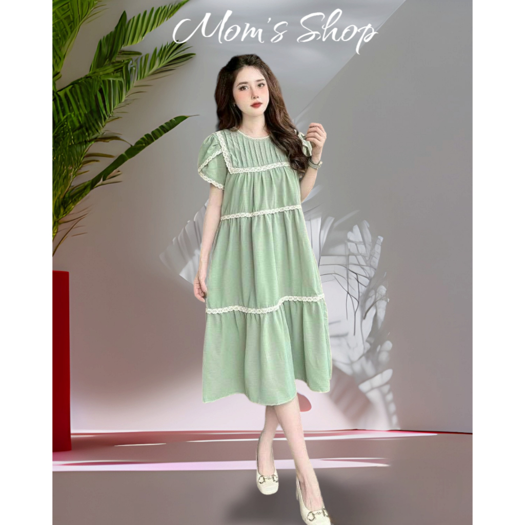 Váy bầu dáng babydoll phối viền ren mặc đi chơi, công sở - Mom's Shop - Đầm cho bà bầu mặc nhà cực xinh - ẢNH THẬT 100%