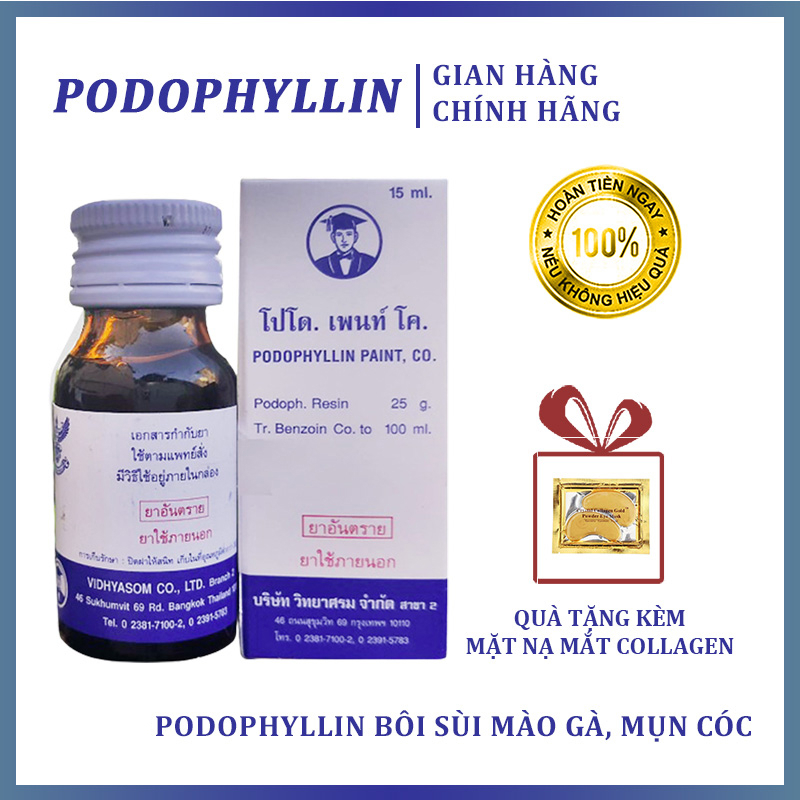 Dung Dịch Podophyllin 25% Thái Lan 15ml Đánh Bay Sùi Mào Gà Nhanh Chóng An Toàn - Hàng Chuẩn Nồng Độ Không Pha Loãng