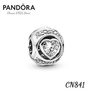 CHARM PAN ALE XỎ NGANG TIM ĐÍNH ĐÁ TRẮNG BẠC S925 THUẦN KHIẾT HÀNG CAO CẤP