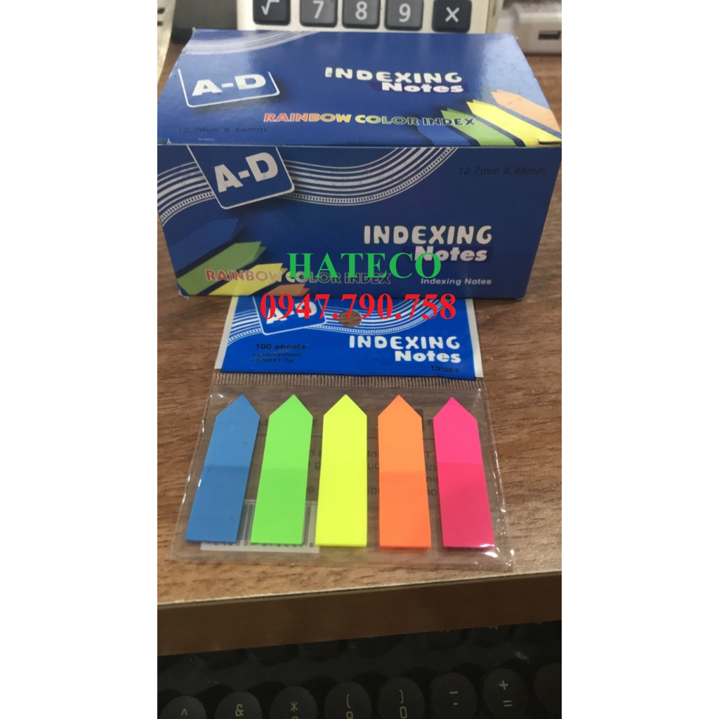 Phân trang nhựa 5 màu Today TD100 - Giấy đánh dấu chữ ký - phân trang mũi tên