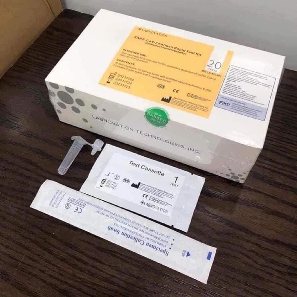 Combo một hộp 20 bộ que test nhanh covid hàng chính hãng LABNOVATION,lấy dịch mũi,có thể dùng cho trẻ nhỏ và người già