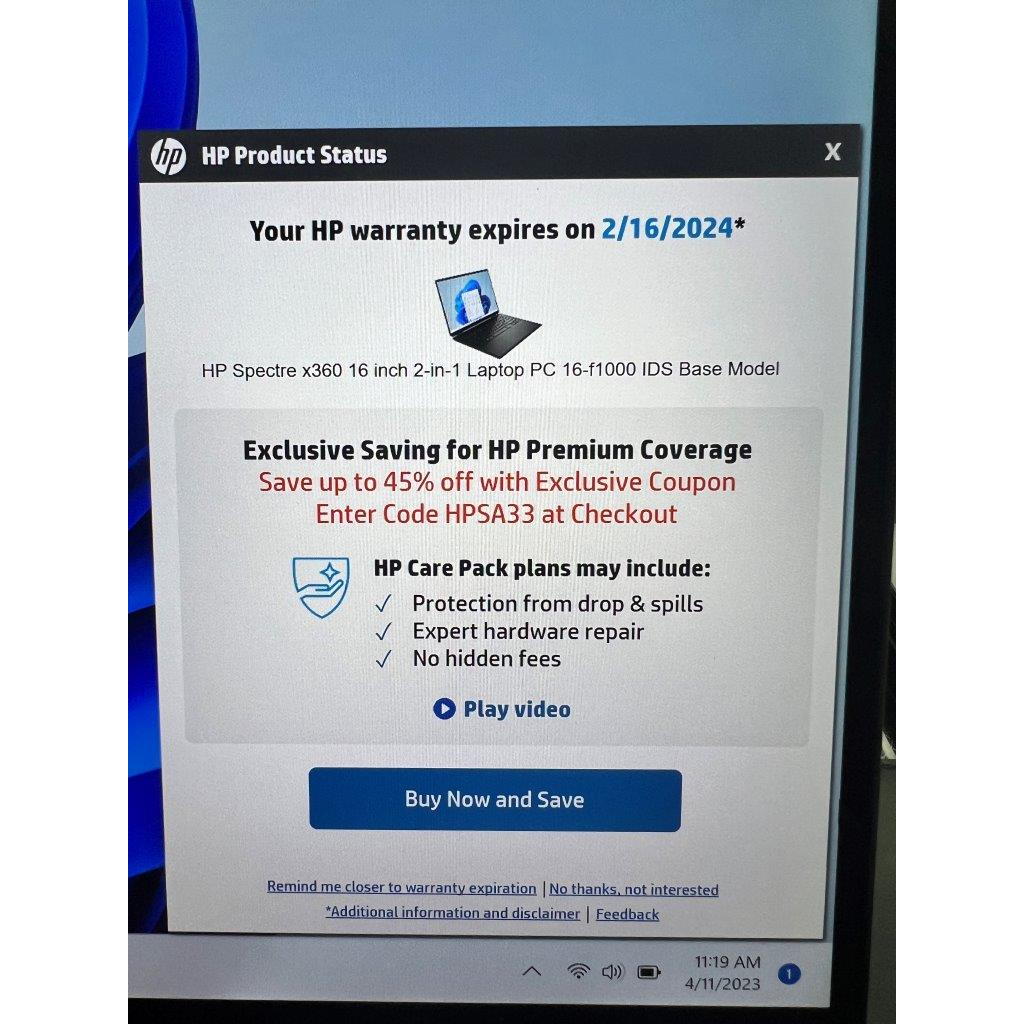 Laptop Hp Spectre X360 2-1 16t-f100