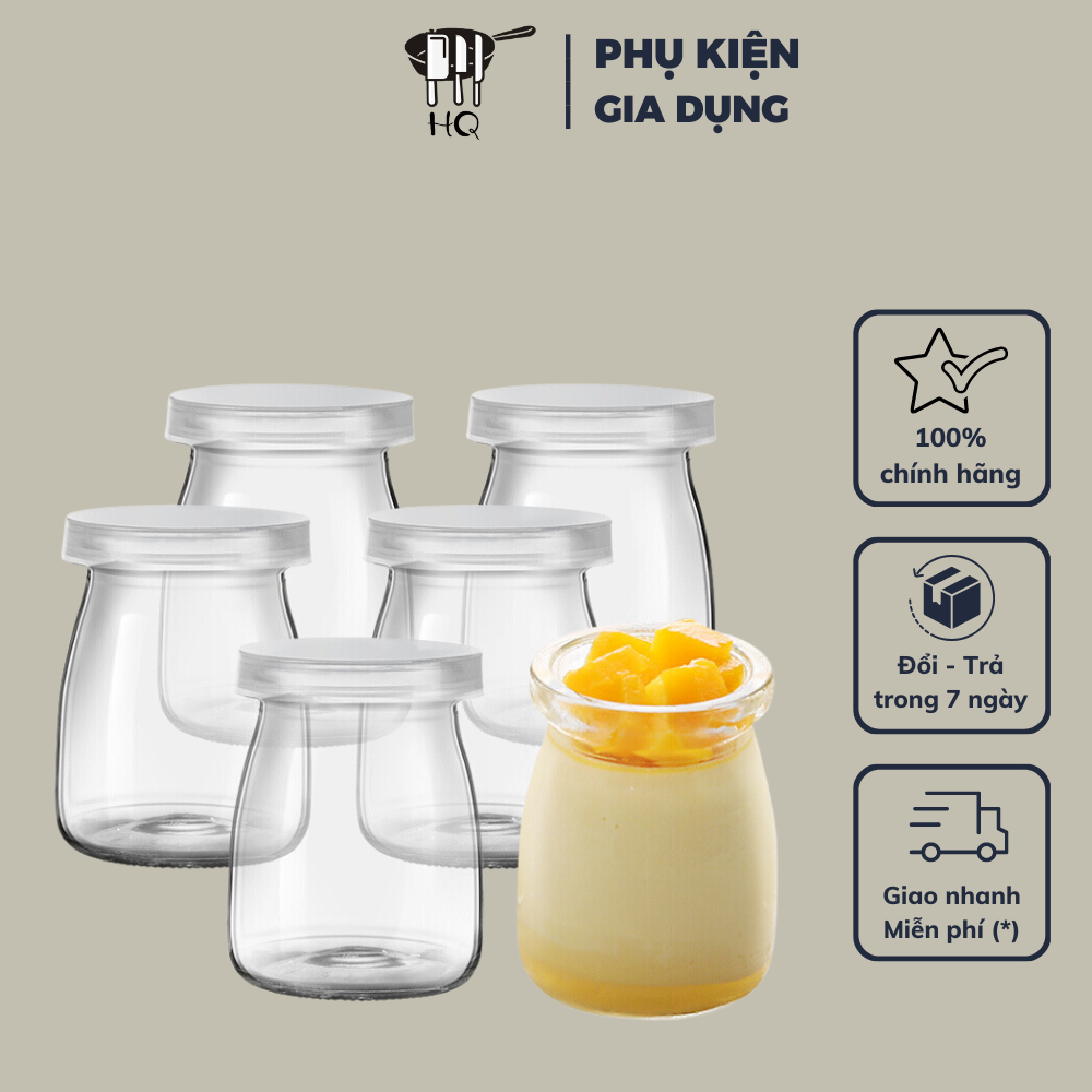 Combo 12 hũ thủy tinh nắp nhựa làm sữa chua, caramen, bánh flan Hũ sữa chua béo 200ml (1 hũ)