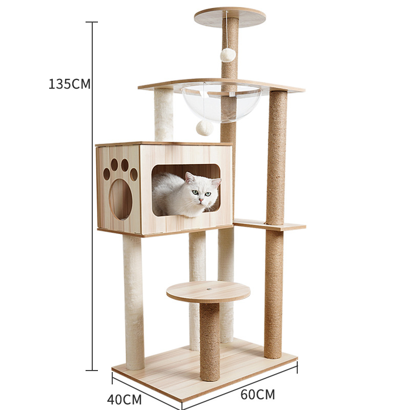 Nhà gỗ cattree nhà cây cào móng cho mèo